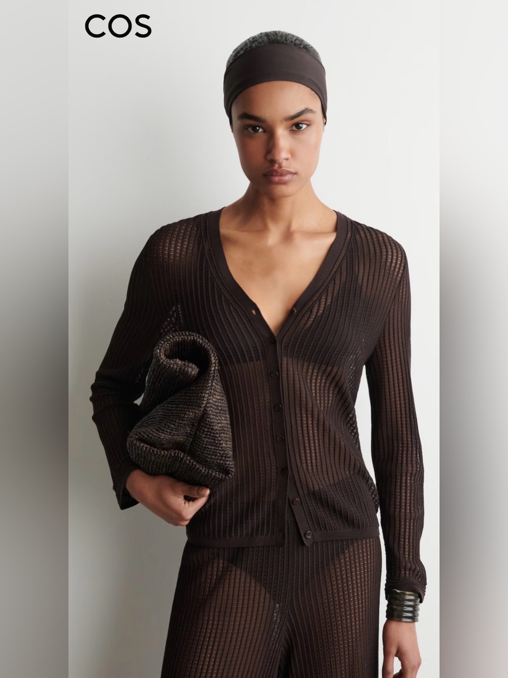 Cos Ribbed Open Knit Cardigan Size Small
